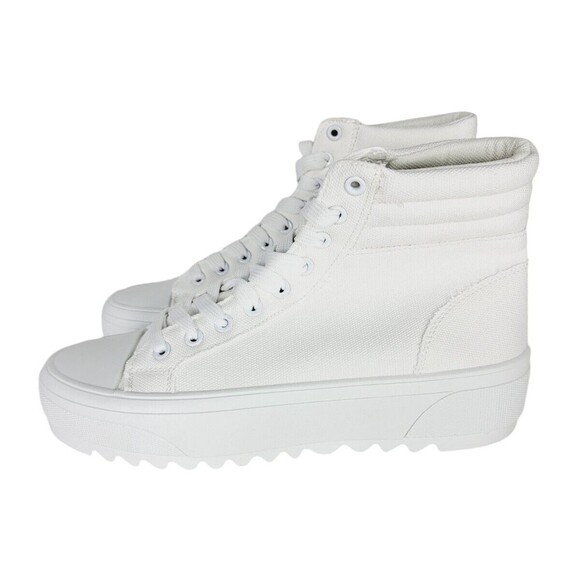Platform High-Top Skate Sneaker White Canvas Lace-up Women's Size 9 NEW Shein - Picture 3 of 15